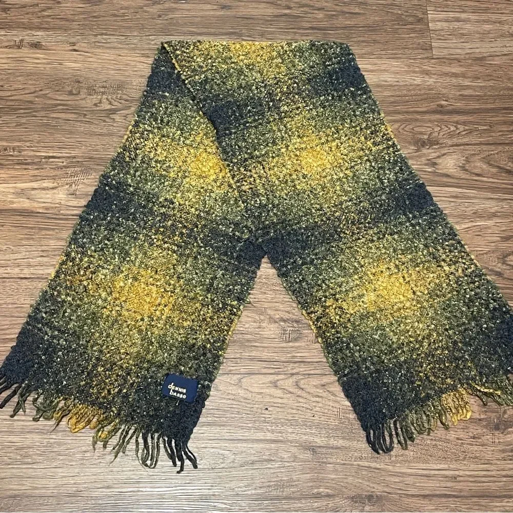 Dennis Basso Wool Ombre Gold Yellow Gray Scarf